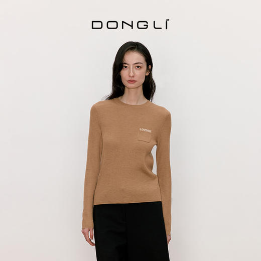 东黎 • 我不被驯化 丝绒女士秋季圆领提花抽条套衫 5358 商品图0