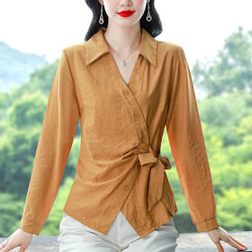 KQL现货秋季新款长袖衬衫女士时尚百搭蝴蝶结上衣漂亮显瘦小衫