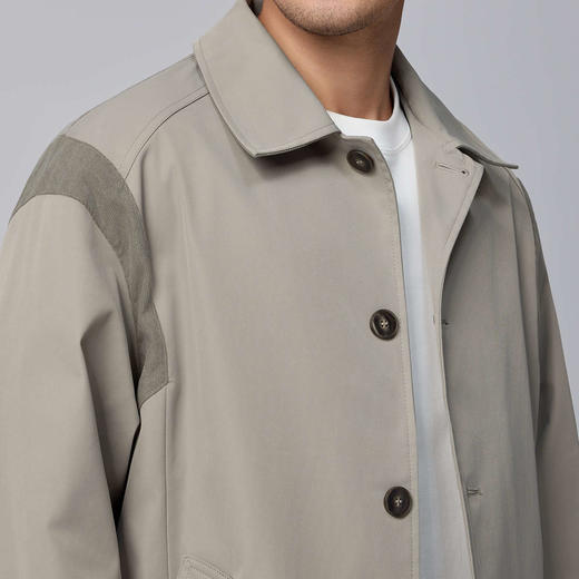 墨麦客男装高密梭织休闲翻领风衣男士秋季新款宽松拼接外套男 商品图3