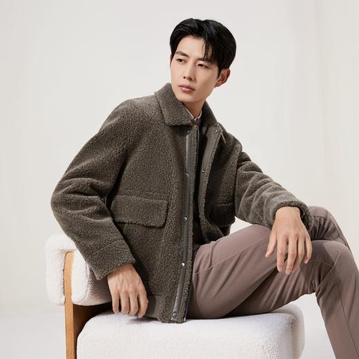 柒牌皮衣外套男士秋冬新款保暖绵羊毛商务休闲翻领百搭上衣男装129J70800 商品图1