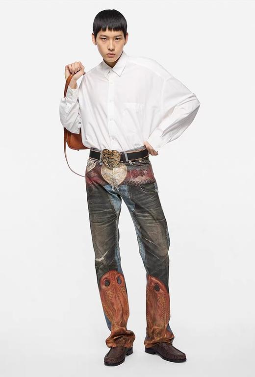 男款棉质开叉印花长袖衬衫001 商品图3