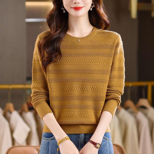 CC圆领短款温柔风简约浅色针织打底衫女春秋时尚单品 通勤百搭毛衣 商品图1