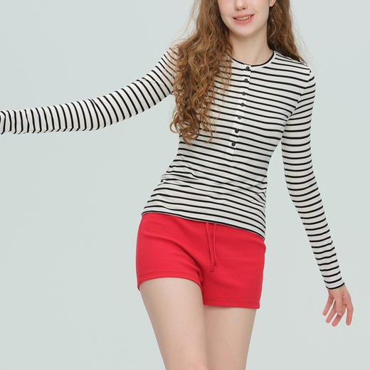 跃牌【周游世界】秋冬新款瑜伽服女韩系慵懒宽松亨利领长袖T恤TP0941 商品图2