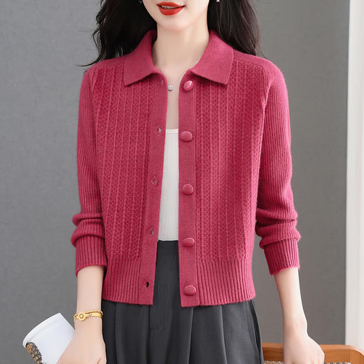 CC翻领毛衣开衫针织外套女士妈妈秋装2025新款气质外搭短款长袖上衣 商品图1