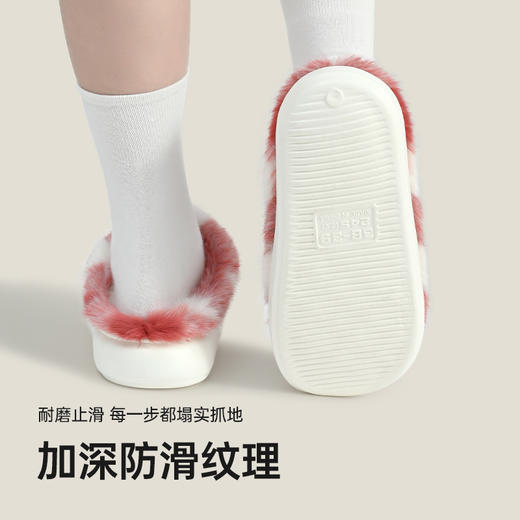 洁丽雅格子棉拖女2025新款冬季保暖家居室内情侣防滑家用毛绒鞋子 商品图2