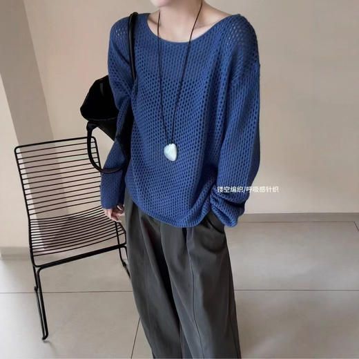 2025秋装新款蜜熊绒镂空慵懒风宽松薄款上衣长袖毛衣外套！ 商品图0