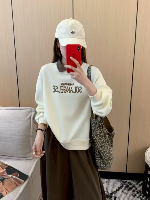 【工艺系列卫衣】刺绣款～95%棉重工刺绣SO拼色领卫衣-喜出 商品图2