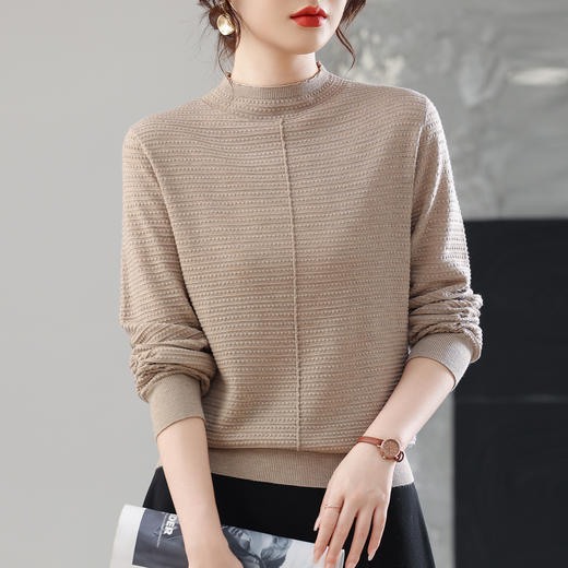 CC美拉德色系半高领针织打底衫女内搭上衣秋装2025新款女装薄款毛衣 商品图1