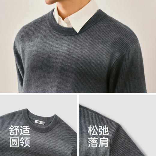商场同款|森马毛衫男冬渐变条纹针织衫2025新款复古慵懒圆领毛衣 商品图3