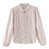 KQL纻衣棉麻圆领长袖衬衫女2025秋季新款文艺条纹衬衣设计感修身上衣 商品缩略图4
