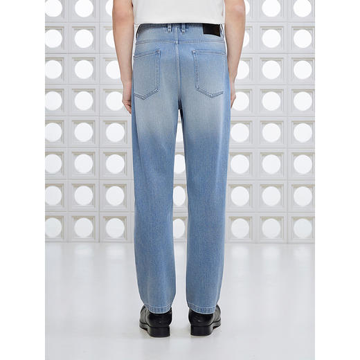 GXG男装 直筒猫须设计水洗牛仔裤休闲裤弹力长裤子 2025夏季新品 商品图4