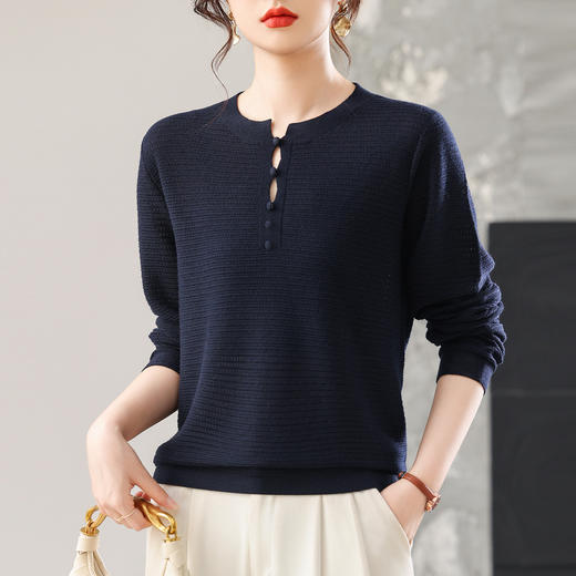 CC纯色羊毛针织上衣洋气秋装2025新款女装早秋薄款毛衣打底衫 商品图3