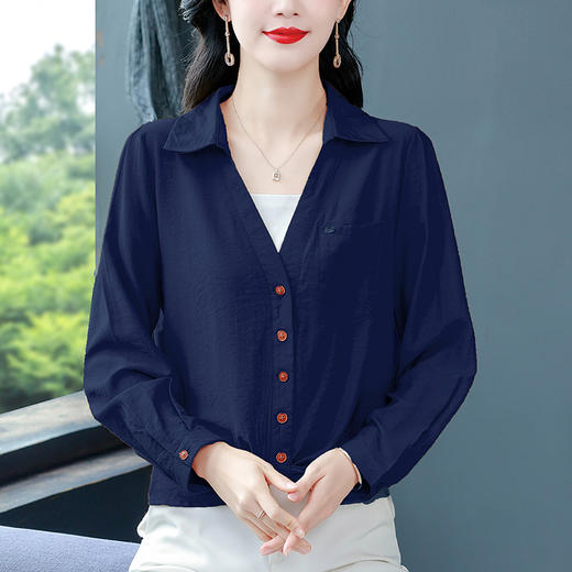 KQL现货百搭秋冬衬衫假两件长袖女士时尚新款上衣显瘦小衫 商品图1