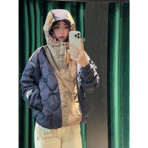 THE NORTH FACE 22ss Logo刺绣隐藏式拉链拼色保暖休闲连帽羽绒服 商品图6