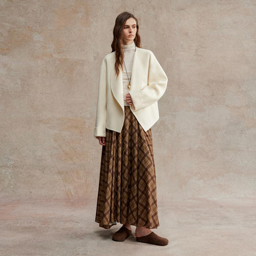 C+IMPRESS/西嘉骆驼绒绵羊毛 时髦松弛感宽松短款双面呢大衣外套 商品图2