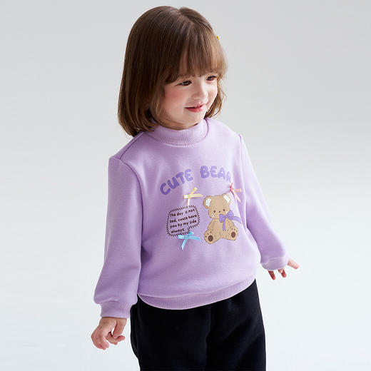 笛莎Deesha 2025冬季女童新款可爱童趣印花半高领加绒卫衣 商品图1