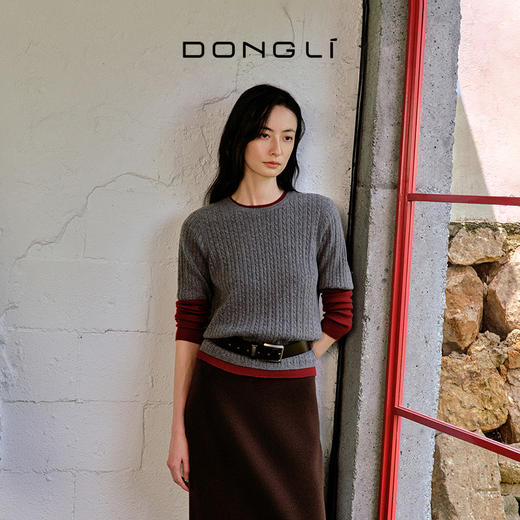 东黎 • 我不被驯化 小山羊绒女士秋季绞花半袖 5516 商品图0