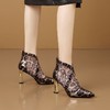 【预售5天】欧美时装网靴性感豹纹网纱凉靴新款真皮尖头高跟短鞋女HY&H3572 商品缩略图3