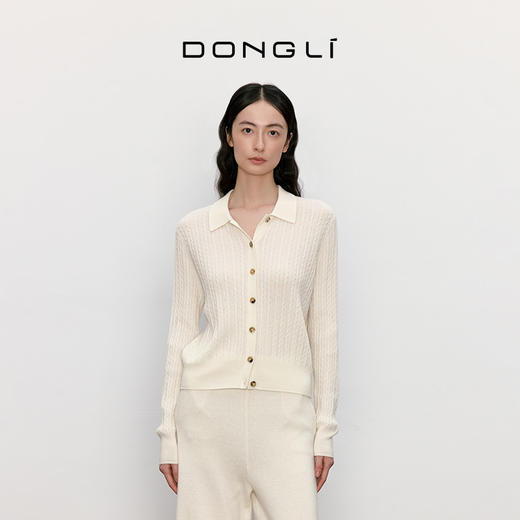 东黎 • 我不被驯化 小山羊绒女士秋季绞花开衫 5165 商品图3