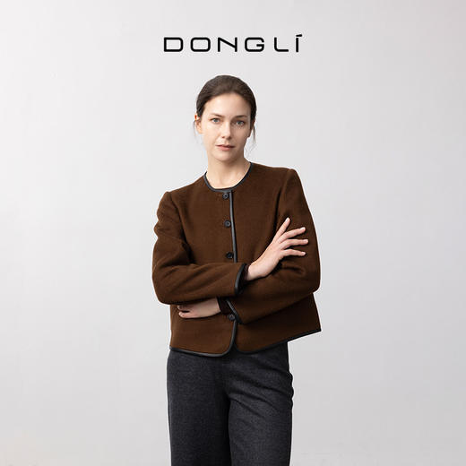 东黎 • 我不被驯化 山羊绒女士秋季皮边短款大衣 5309 商品图4