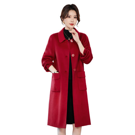 TC 53121-1双面呢羊毛大衣妈妈简约洋气宽松大码羊绒毛呢子外套 商品图4
