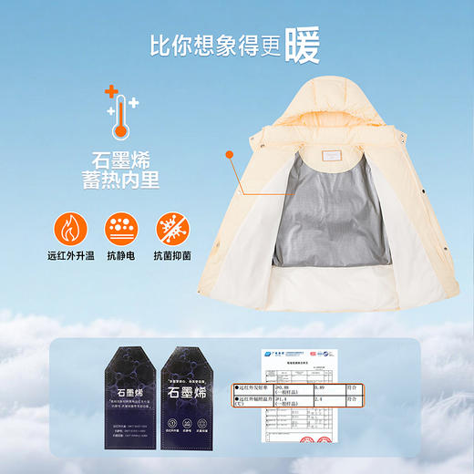 笛莎Deesha 2025冬季女童时尚三防抗菌绒连帽中长款羽绒服 商品图1