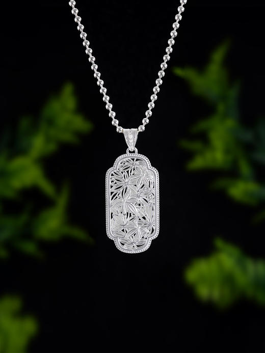 子佩集S990银【枫生水起】大号套链项链【DSDZ010】纯银花丝绿玉髓大师工坊原创作品枫叶2509 商品图8