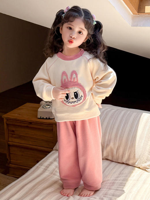 【YW】无忧购奥粒绒拉布布卡通套装女宝宝居家套装可外穿Q31-2（截单后3-5天发货) 商品图0
