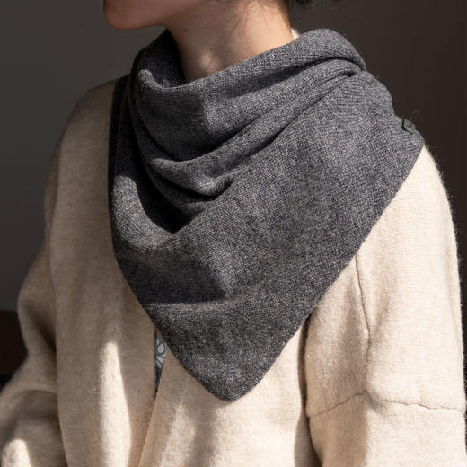 疯帽子 25新韩系保暖纯羊毛三角情侣围巾女秋冬纯色护颈围脖披肩 商品图2