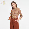 乔万尼2025秋新品复古木耳领弹力印花长袖上衣ED3C286 商品缩略图1