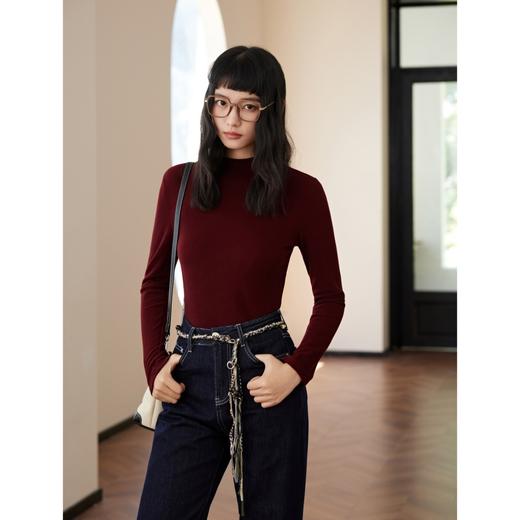 SPLELED  多巴胺自发热桑蚕丝莱赛尔打底衫 半高领/高龄两款可选 自发热黑科技 高弹面料舒适包裹皮肤，无压迫感，秋冬搭配舒适有型 百搭显瘦 商品图5