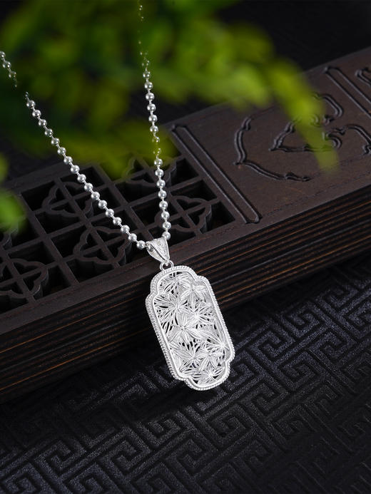 子佩集S990银【枫生水起】大号套链项链【DSDZ010】纯银花丝绿玉髓大师工坊原创作品枫叶2509 商品图2