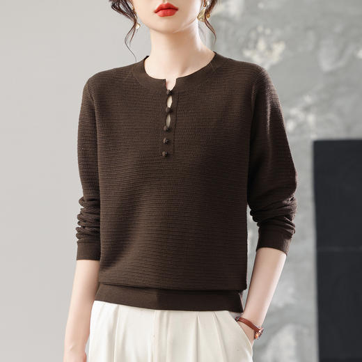 CC纯色羊毛针织上衣洋气秋装2025新款女装早秋薄款毛衣打底衫 商品图2