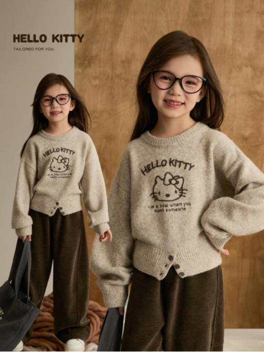 📢【HelloKitty混羊绒圆领儿童毛衣】💗 秋日松弛感穿搭：混羊绒毛衣 ✅ 软乎乎的混羊绒毛衣，🎁贴肤自带暖感，风一吹都裹着温柔； 弹性超强 商品图0