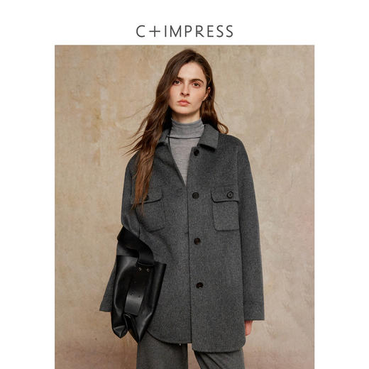 C+IMPRESS/西嘉老钱风短大衣女冬季双面桑蚕丝羊毛羊驼毛呢外套 商品图1