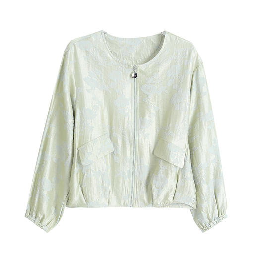 KQL时尚圆领提花拉链夹克外套女2025秋季新款休闲短款百搭棒球服外套 商品图4