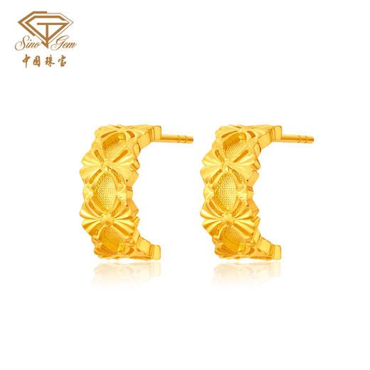 「杏运繁花」足金耳饰 5G黄金银杏耳钉花朵耳环 商品图0