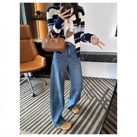 【一套都有，视觉感爆增】2025高腰阔腿镰刀牛仔裤女2025新秋宽松显瘦百搭香蕉裤！羊毛毛衣！