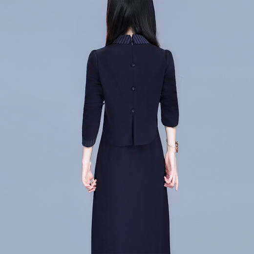 QYM 99H221-Y时尚娃娃领假两件连衣裙高腰包臀裙 商品图3