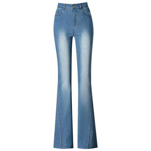 QYM 9854-Y牛仔棉裤高腰喇叭裤宽松休闲裤 商品图4