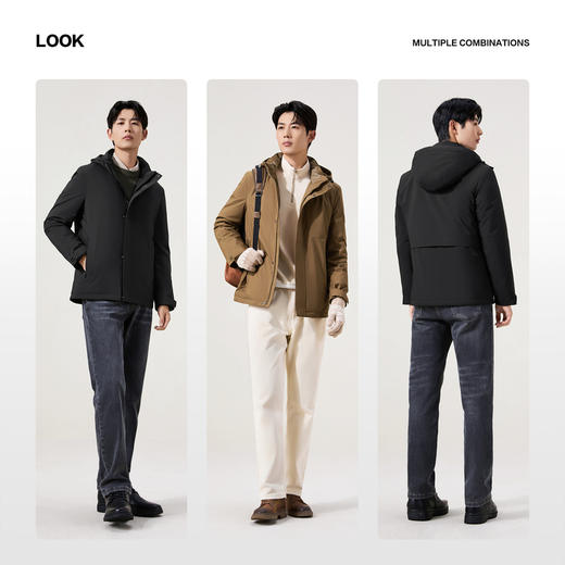 【RDS责任羽绒认证】柒牌可拆卸连帽羽绒服新款男士保暖舒适外套129E70060 商品图2