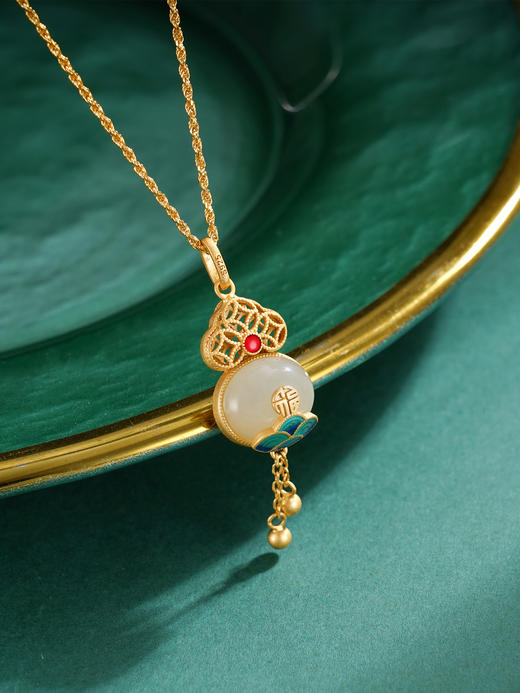 子佩集S925银【云开福至】套链项链【DZ05287】和田玉镀金国潮2509 商品图1