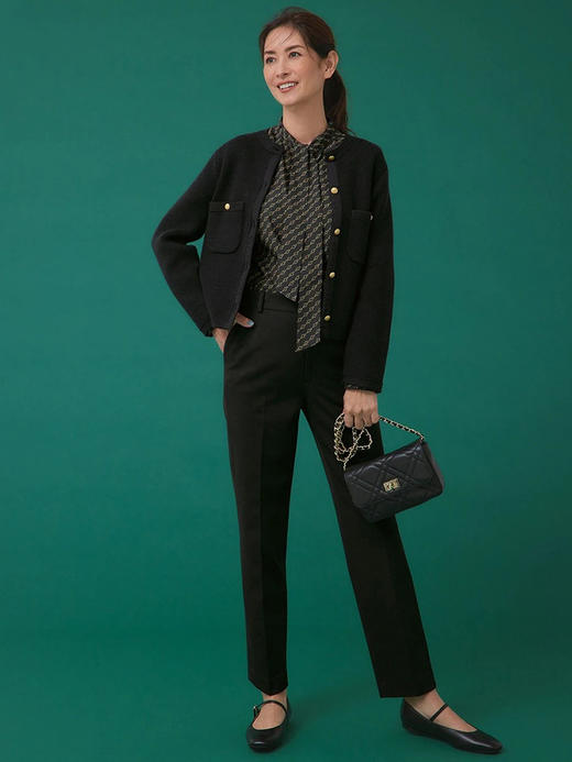 23区日系春季通勤职业宽松印花立领长袖衬衣休闲飘带衬衫商场同款 商品图3