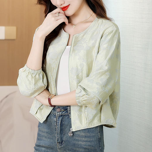 KQL时尚圆领提花拉链夹克外套女2025秋季新款休闲短款百搭棒球服外套 商品图0