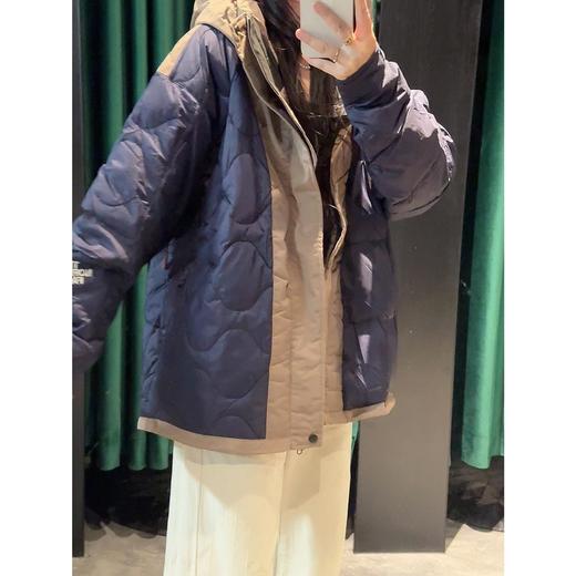 THE NORTH FACE 22ss Logo刺绣隐藏式拉链拼色保暖休闲连帽羽绒服 商品图7