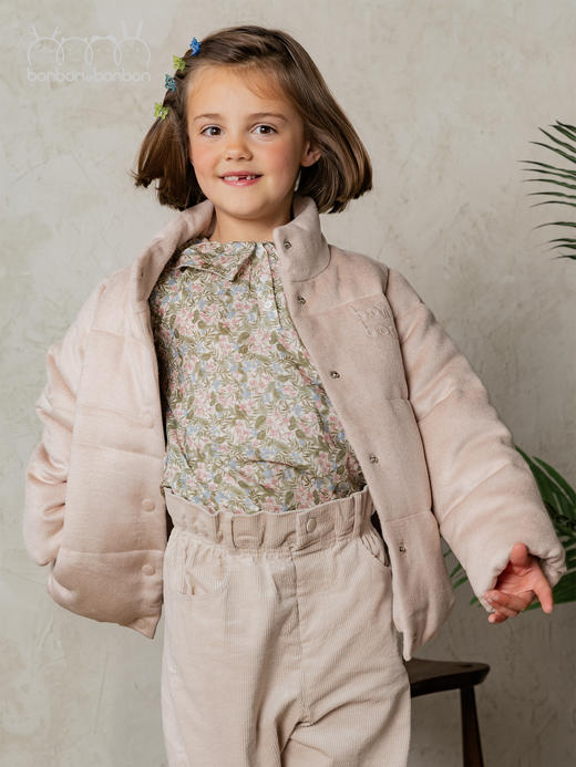 贴布绣杏粉棉服外套 商品图2