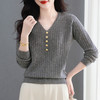 CC女士早秋v领针织衫长袖上衣洋气妈妈秋装2025新款春秋打底衫毛衣 商品缩略图3