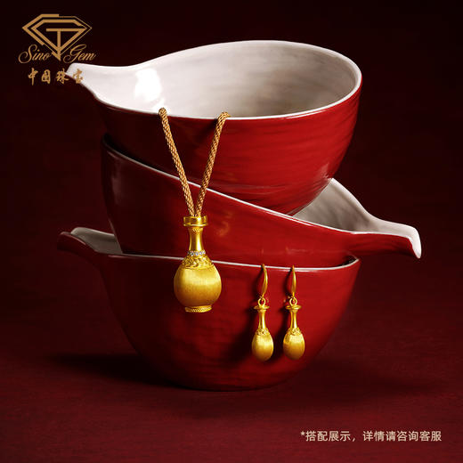 穗穗瓶安足金钻石项链 古法黄金点钻工艺吊坠岁岁平安国风新中式生日礼物送女友 商品图6