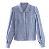 KQL2025年秋季新款亚麻百搭修身长袖刺绣灯笼袖衬衫宽松显瘦上衣批发 商品缩略图4