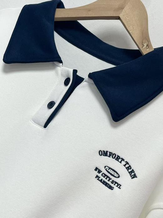 【工艺系列卫衣】刺绣款～95%棉翻领拼色领绣标刺绣卫衣-喜出 商品图3